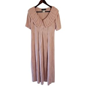 VTG CAROLE LITTLE Pink Blush Midi Dress Sz 6 Sailor Neck Milkmaid Fairy Coquette